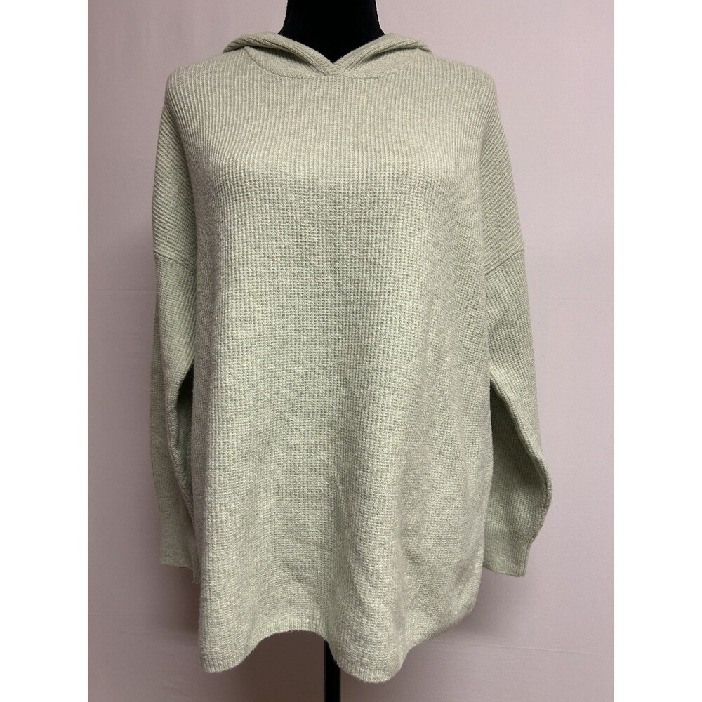 J.Jill Womens Sz M  Hoodie Mint Green Pullover  Soft Textured Knit Relaxed